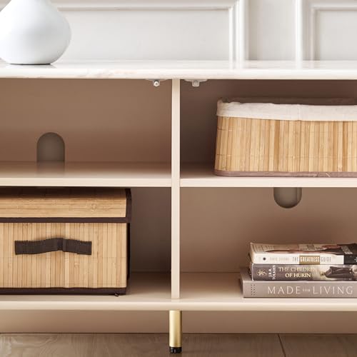 Image of Home Centre | Monalisa Faux TV Units | TV Unit for Living Room | Engineered Wood, Marble Top | Brown | 1 Year Warranty
