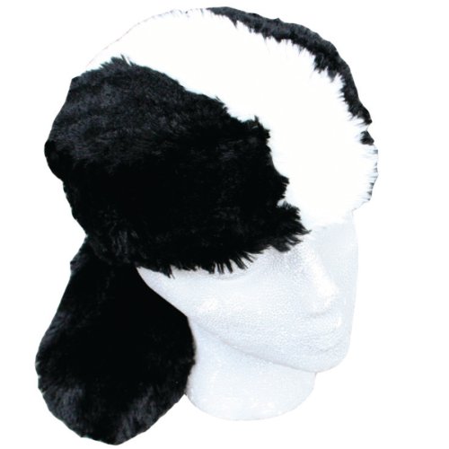 Teen/Adult Faux Fur Skunk Animal Hat Cap, Large, Black White, Lined