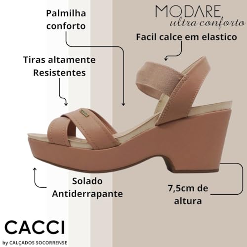 Sandália Feminina Salto Médio com Elástico Meia Pata Modare Ultra Conforto 7137.117 (37)