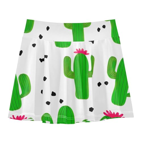 Joisal Athletic Shorts Girls Skorts Western Green Cacti Plants Skirts with Shorts Running Flowy Skort 3t