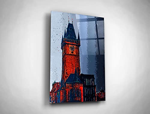 Glass Design Prague Gothic Cityscape Glass Canvas Print #TOP30