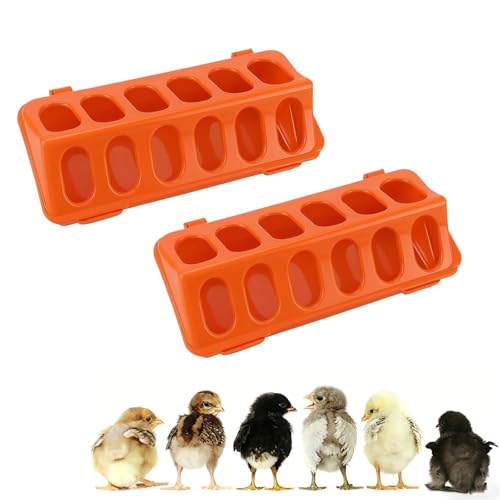 Chick Feeder Chicken Feeder 2 Pack Poultry Feeder with 12 Feeding Holes Spill-Proof Design for Brooder Box and Backyard Farm Suitable for Ducklings Quail and Pigeons