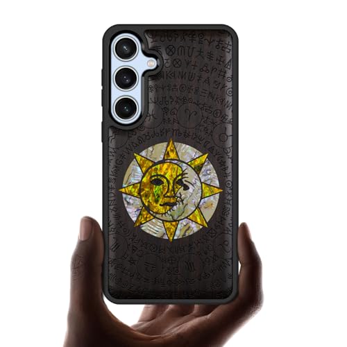 Coque Galaxy S24 FE en bois gravé avec incrustation coquille haut de gamme