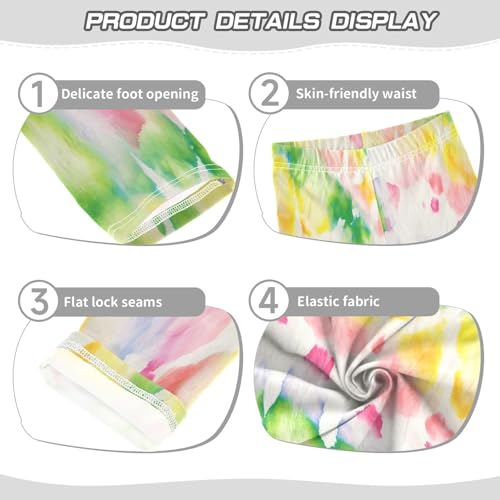 Girls' Leggings Ankle Length Printed Leggings Tie Dye Rainbow Heart Soft Comfortable Pants for Kids 4-10 Years4