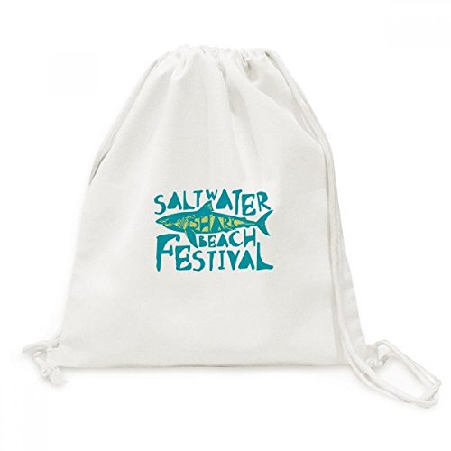Sac à dos voyage avec cordon toile requin de plage Festival de Saltwater DIYthinker robuste