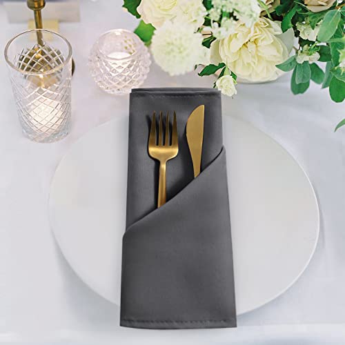DWCN Cloth Napkins Set of 6, 18 x 18 Inch, Washable Grey Dinner Reusable Napkins with Hemmed Edges for Restaurant, Wedding and Holiday by DWCN - Image 2