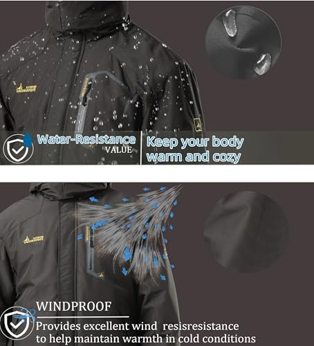 V.A.TOR 189 UNCO&BOROR Damen wasserdichte Skijacke Warm Winter Schneemantel Mountain Windbreaker Regenmantel mit Kapuze, W816-schwarz, XXL