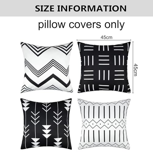 Pyonic Black and White Outdoor Pillow Covers 18x18 Inch for Patio Furniture — view 3