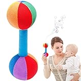 ✼【Material suave】 El juguete sonajero con mancuernas para bebés está hecho de materiales seguros y suaves. El sonajero con mancuernas para bebés está hecho de algodón ultra suave y tela con una superficie lisa.