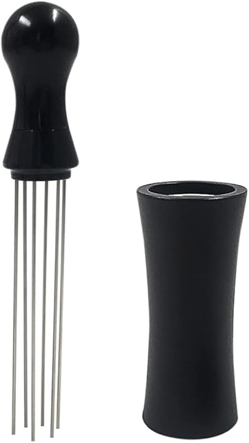 Espresso Coffee Stirrer,WDT Tool 304 Stainless Steel Coffee Distributor Coffee Stirrers,Prevent Channeling Spurting,Professional Coffee Powder Stirring Tool with Holder,Black