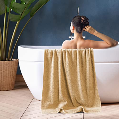 Oxycott Premuim 100% Cotton Set Of 4 Bath Towels 27X54 - Ultra Soft Quick Dry Absorbent Extra Large Bath Towels For Bathroom - Hotel Quality Luxury Spa Collection Bath Towel Set Bulk 4 Pack Beige #TOP3