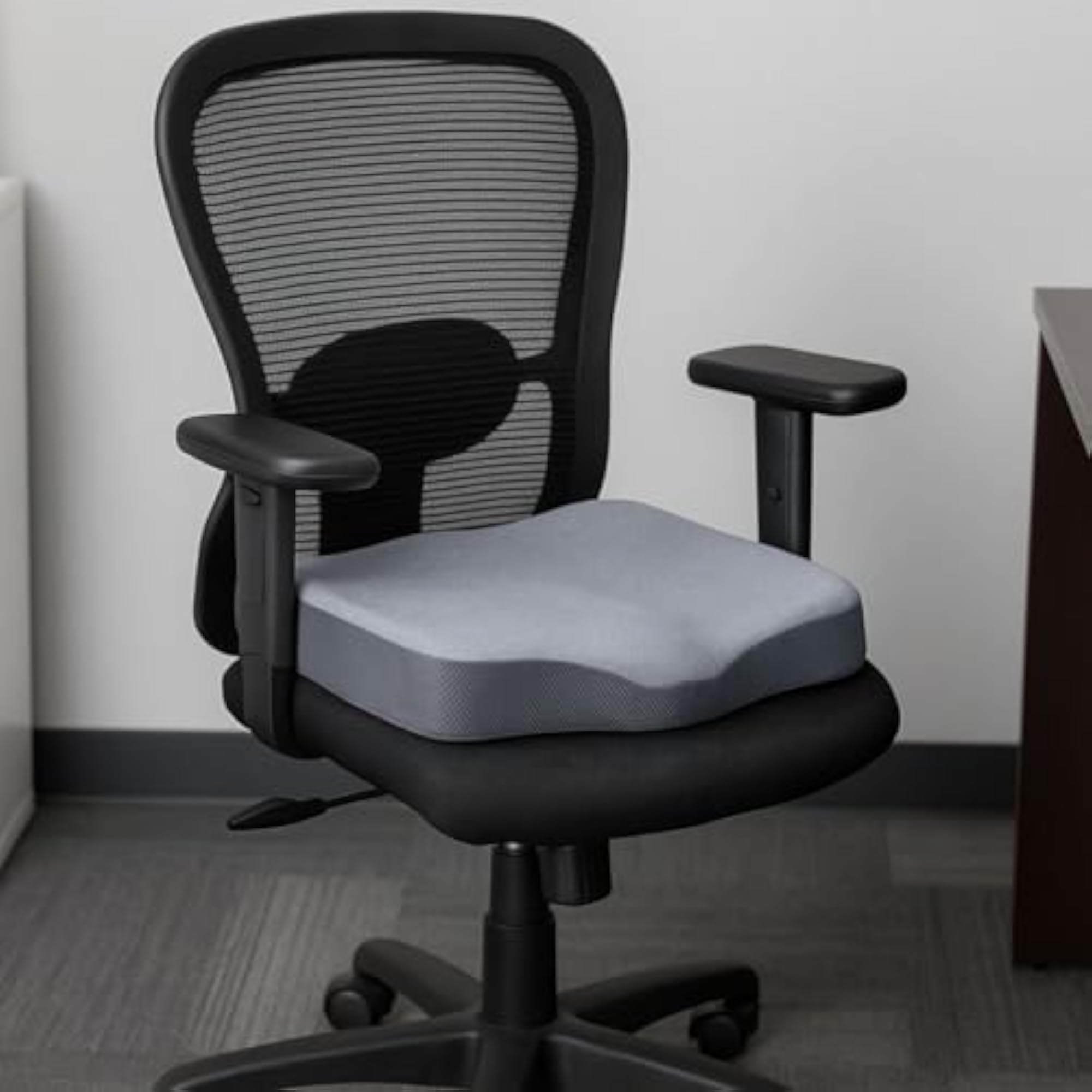Memory Foam Seat Cushion, Grey, Healthy Posture Support