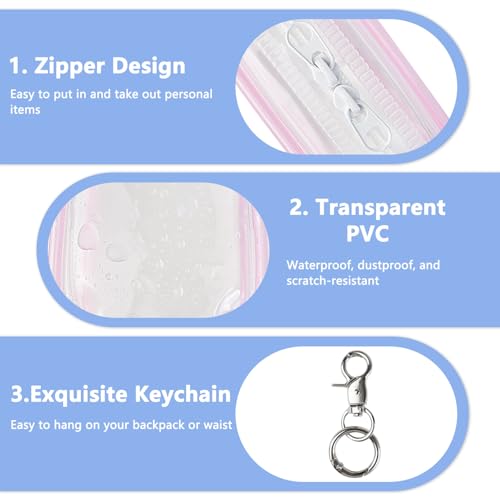4 Pack Empty Hand Sanitizer Spray Clear Bags compatible with touchland case 1FL OZ/30ml，Mini Makeup Pouch Hand Sanitizer Holder Keychain Bag Figures Display Bags with Hook，A3