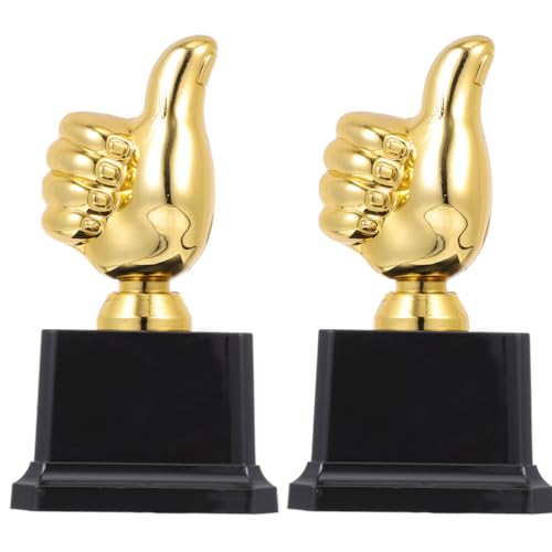 HANABASS Decoração De Futebol Troféu De Polegar Dourado 2 Peças Crianças Troféu De Plástico Prêmio P