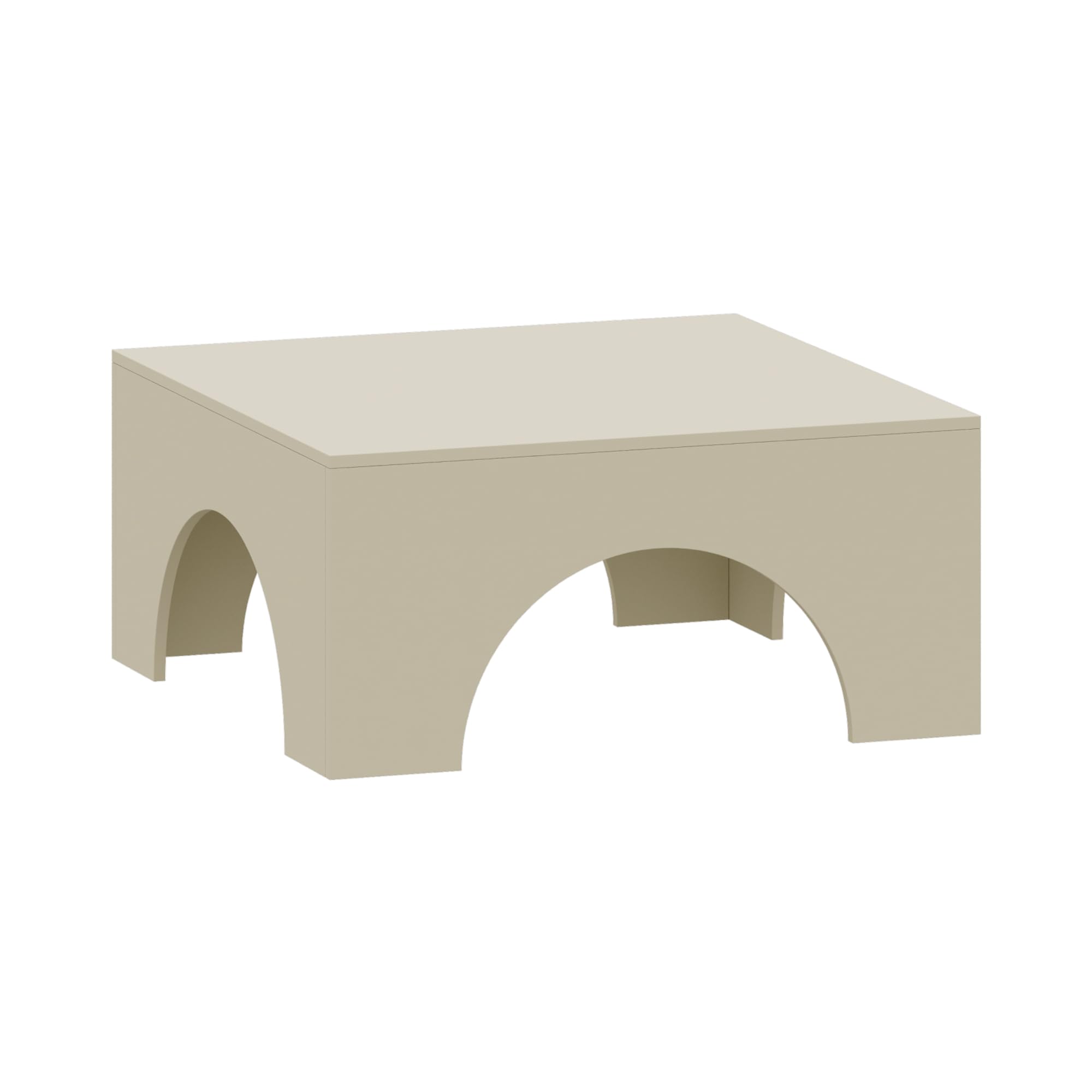 [en.casa] Tavolino da Salotto con Piano Quadrato Tavolo Basso Centrale da Caffè con Struttura ad Archi 80 x 80 x 37 cm per Soggiorno Studio - Colore Sabbia