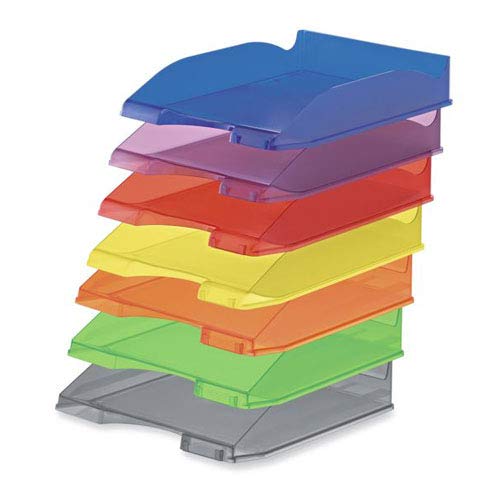 Bandeja Apilable Traslúcida Poliestireno Folio A4 256 x 348 x 66 mm Surtido (10 ud.)