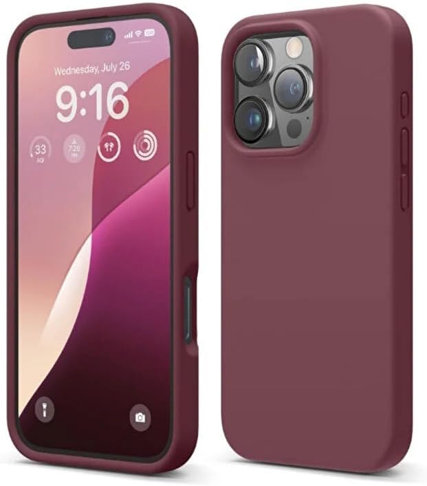 iPhone 16 Pro Max ile Uyumlu İçi Kadife Lansman Silikon Kılıf – Kamera Korumalı, Darbe Emici, Premium Yumuşak Kapak Bordo