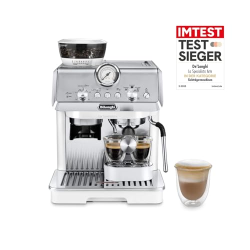 De'Longhi Siebträgermaschine La Specialista Arte EC9155.W, Espressomaschine mit Mahlwerk, 8 Mahlgrade, 15 Bar, 3 Temperaturen, Milchschaumdüse, 1550W, 1,7L Tank, Weiß inkl....