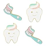 DOITOOL Pin Creativo de Esmalte Diseño de Cepillo de Dientes para Mochila y Ropa, Aleación Resistente, Paquete de 4 Piezas Adecuado para Fiestas y Uso Diario