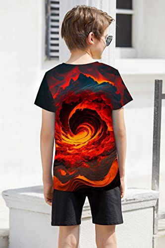 Raisevern Swirl Summer Shirt For Boys Teen 3D T-Shirts Pattern Printed Short Sleeve Tops Girls Novelty Tees Casual Playwear Clothes 12-14T #TOP2