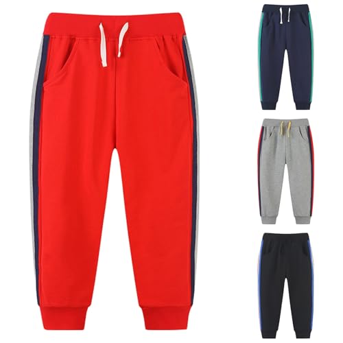 Striped Solid Sweatpants for Boys Elastic Waist Soft Athletic Joggers Fall Winter Warm Casual Pants with Pokets3