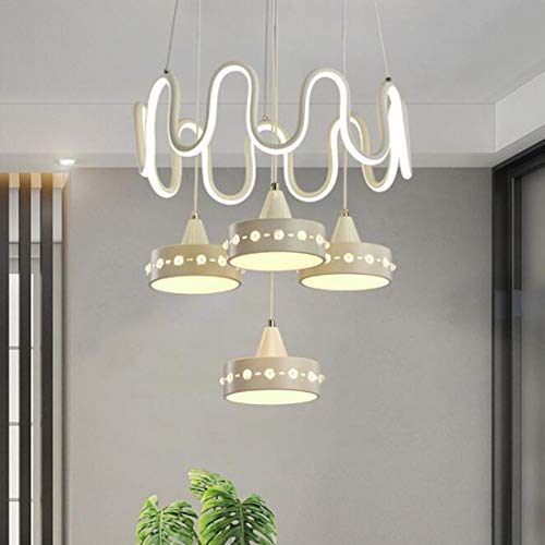 Lustre LED blanc pour restaurant et chambre moderne - 4