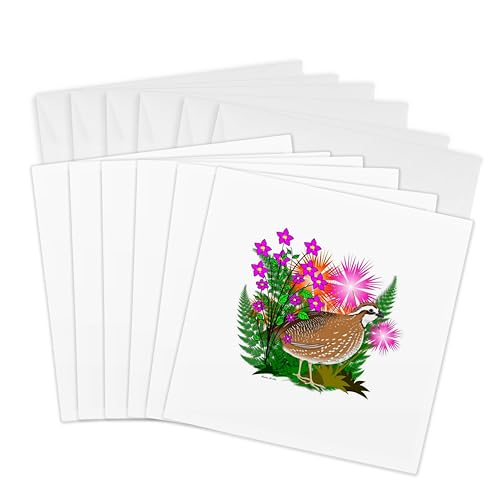 Cartes de vœux fleurs de feu et fougères | Papeterie carrée 15,2 x 15,2 cm