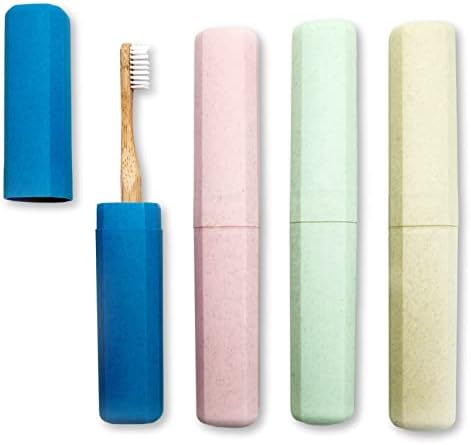 4 Pack Travel Toothbrush Case In 4 Colors For All Of The Family - Portable Travel Toothbrush Holder - Eco Friendly Toothbrush Case Travel Essentials for Vacations, Work Trips and More…