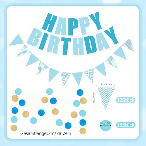 14 Stück Wiederverwendbare Geburtstagsdeko, Pastell Happy Birthday Party Deko, Kindergeburtstag Deko, Happy Birthday Girlande, Papierfächer, Wimpelkette, Wabenbälle Pompons Deko Geburtstagsdeko Frauen