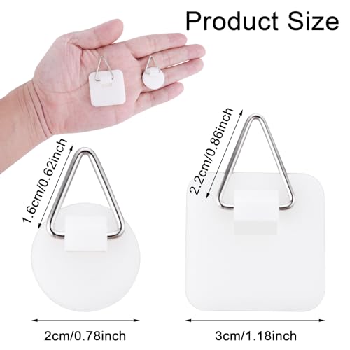 Image of 30 PCS Adhesive Picture Hanger, Plastic Sticky Photo Hooks Foamboard Picture Hanging Hook Without Nails for The Wall Hooks Decorative Plates Wall Art(Round Square)