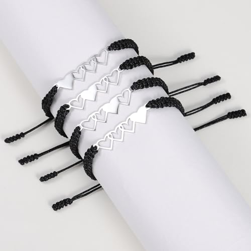 Image of Ornaland 2 /3 /4 /5 Pcs Friendship Bracelet Best Friend Bracelets Bff Matching Heart Bracelet Braided Bracelet Best Friend Friendship Gifts for Women Friends Girls Teen