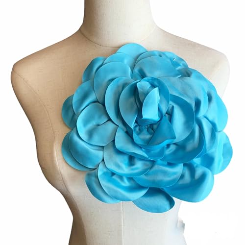 Image of Heyiwell Large Satin Fabric flower for Brooch Pin Wedding Party Dance Dress Suit Clothes Head Hair Accessories DIY Decor 9.45 inchInch