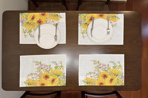 55% Off Sunflower Placemats Set of 4 - Washable & Heat Resistant - Image 3