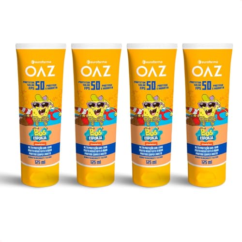 Kit com 4 - Protetor Solar Infantil FPS 50 125ML Bob Esponja