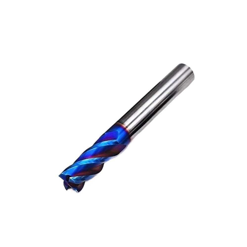 Fraise Revêtement Bleue 4 Cannelures HRC70 Bout Plat Acier Carbure