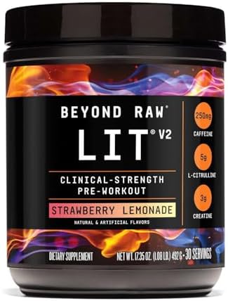 BEYOND RAW GNC LIT V2 Pre Workout Powder, Strawberry Lemonade, 30 Servings