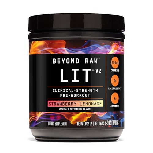 BEYOND RAW LIT V2 Clinical Strength Pre Workout Powder, Hits Harder, Bigger Pumps, Caffeine,...