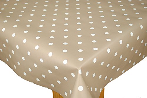 Karina Home Tiny Taupe Polka Dotty Wipe Clean Tablecloth Vinyl (200cm x 140cm)