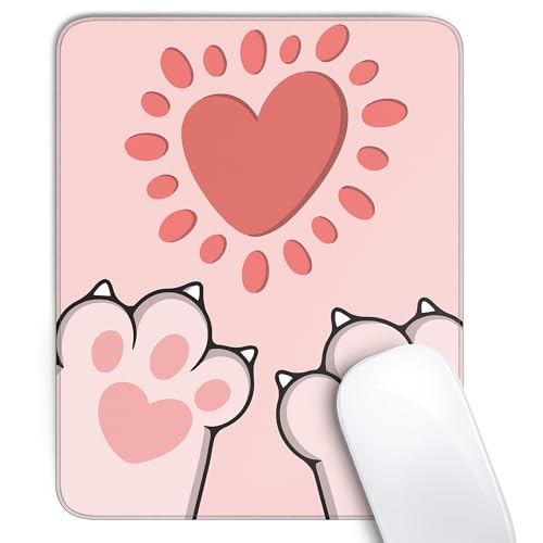 Cute Cat Paws Square Mouse Pad,Pink Cat Paws Mouse Pads for Wireless Mouse Desk Accessories,10"X8" Travel Mousepad with Non-Slip Rubber Base, Stitched Edge Mouse Pads for Desk,Computers,Laptop,Office