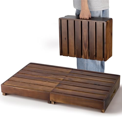HOLANA 25in Foldable Wood Step Stool for Adults with Handles (Walnut Color) by HOLANA - Used condition - US$41.58