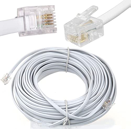 JAFSAL ONLINE RJ11 Cable ADSL Extension Lead Phone Cord Telephone Male to Male High-Speed Broadband Landline Microfilter Wire, 10m White - Image 5