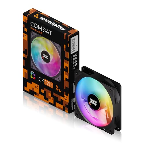 Image of Levelplay Combat Fan CF120 - 120mm ARGB Gen 2 Fan (3-Pin ARGB, 4-Pin PWM) with Ring-Connected Blades (53 CFM, 1.7 mmH2O), Quiet Performance 0-26 dBA, 0-1800 RPM ±10% - Black
