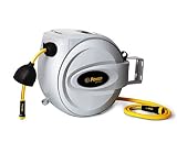 NUESTRO ÚNICO PROTECTOR DE PATENTE DE LA BOQUILLA: El Power Products EE.UU. retráctil carrete de manguera de 5/8” x 50 pies viene con una boquilla única protectorwhich evita que la manguera de causar daños o perjudicar a alguien cuando se retrae. Nuestro sistema de retorno lento es exclusiva en el mercado!