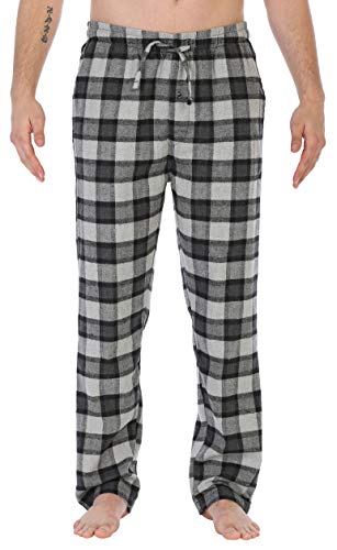 Gioberti Men's Flannel Pajama Pants, Black/Charcoal/Gray Highlight, Large