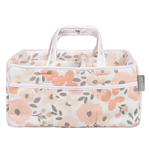 Image of Trend Lab Blush Floral Storage Caddy For Diaper Changing And Organizer For Newborn Essentials, 12 in x 6 in x 8 in