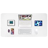 White Large Mouse Pad Desk Pad Office Table Cover Desk Pad Protector with Premium-Textured Non-Slip Silicone Base Waterproof Computer Desk Pad Writing Pad for Office and Home (31.5' x 15.7')