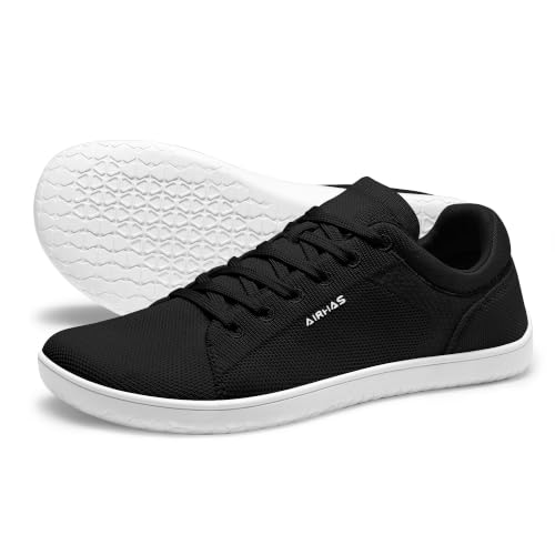 AIRHAS Womens Minimalist Barefoot Shoes Zero Drop Wide Toe Box Shoes Lightweight Casual Fashion Sneakers for Women(Black/White,6.5) by AIRHAS - Used condition - US$24.00
