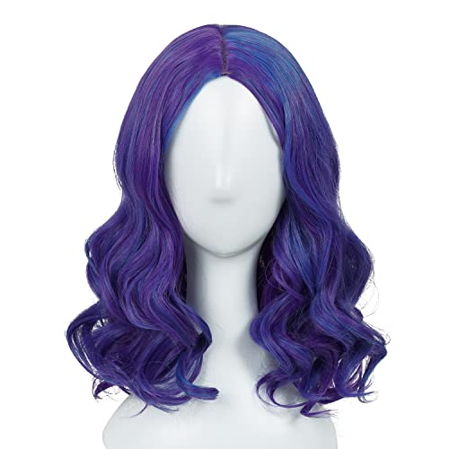 Qaccf Long Loose Curly Wave Purple And Blue Halloween Costume Wig (Kid) #TOP7