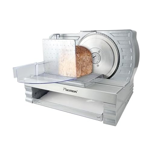 Bestron Coupe-pain RSG avec lame en acier inoxydable, fabriqué en Allemagne, épaisseur de coupe continue de 0 à 20 mm, coupe-pain avec bouton de changement pour un fonctionnement automatique et manuel