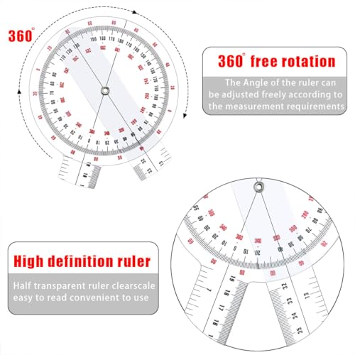 image for HZMM Goniometer 12 inch, Transparent Orthopedic Angle Ruler Plastic Go